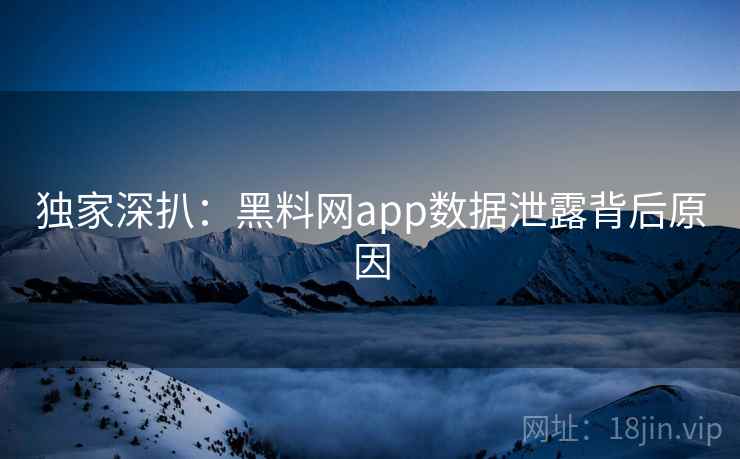 独家深扒:黑料网app数据泄露背后原因 独家深扒:黑料网app数据泄露背后原因